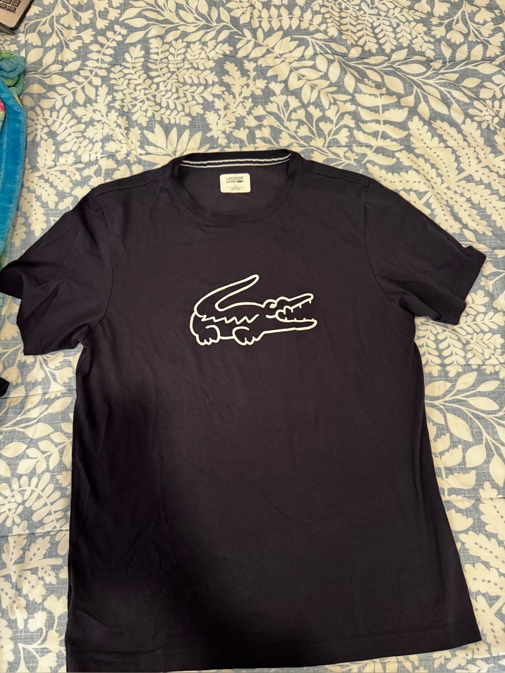 Lacoste Men’s Navy Crocodile Logo Crew Neck T-Shirt